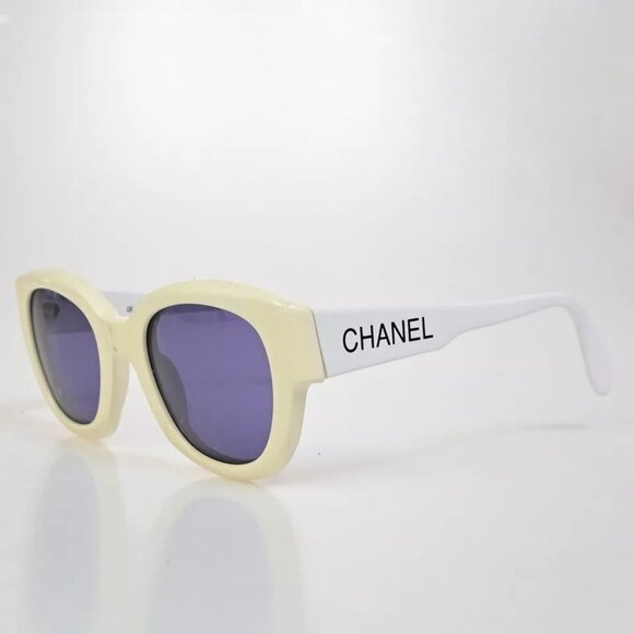 CHANEL Logo Sunglasses Eye Wear Plastic Black White main image 14